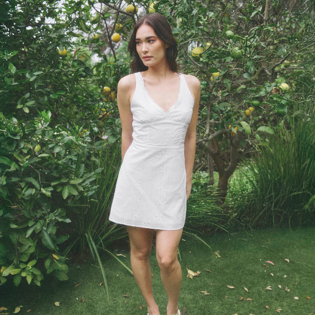 V-Neck Eyelet Mini Dress | FBM V-Neck Eyelet Mini Dress | FBM