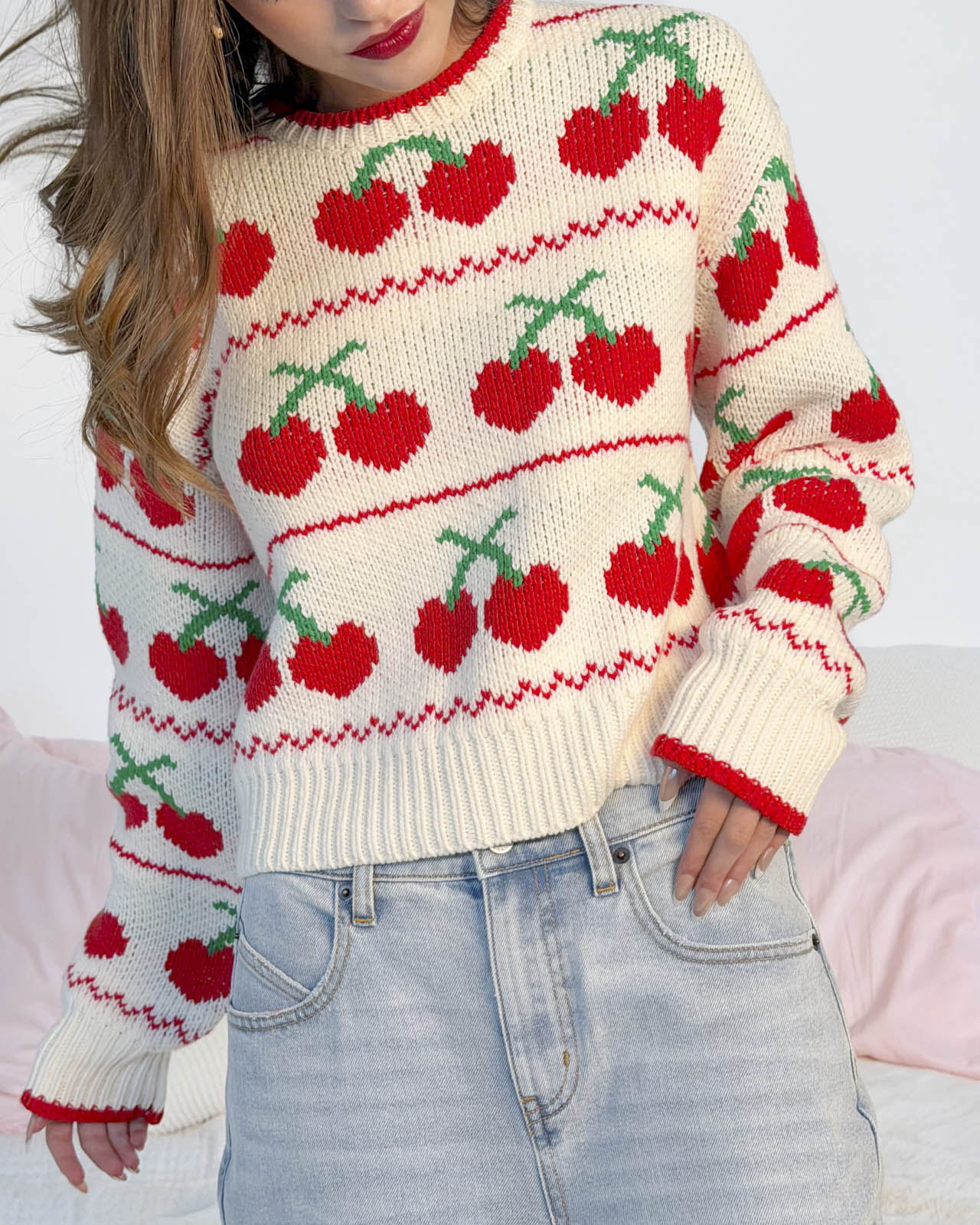 sorm'86 Buchi Kawaii Knit ぶちかわいいニット Harajuku Kawaii Fashion Peach Strawberry Winter Knit Sweater – The