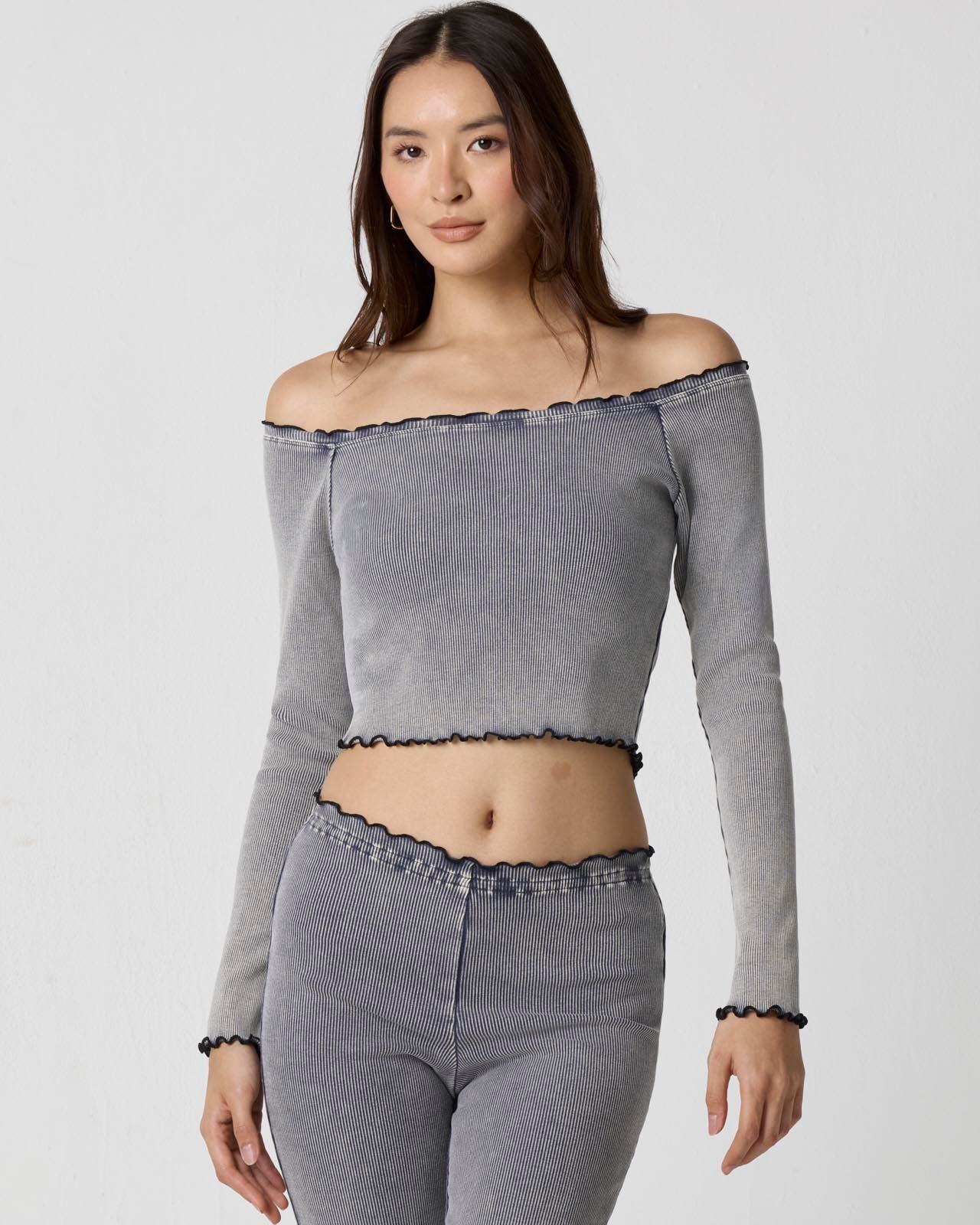 Washed Rib Off-Shoulder Top | FBM