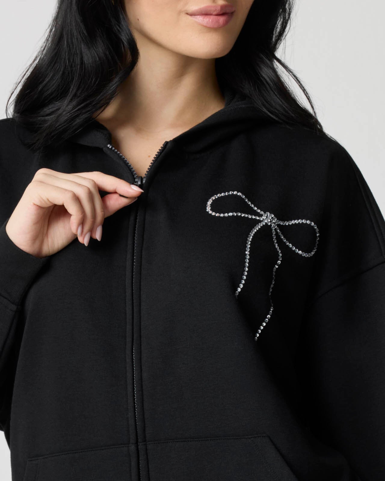 Cozy Crush Bedazzled Oversized Zip Hoodie | FBM