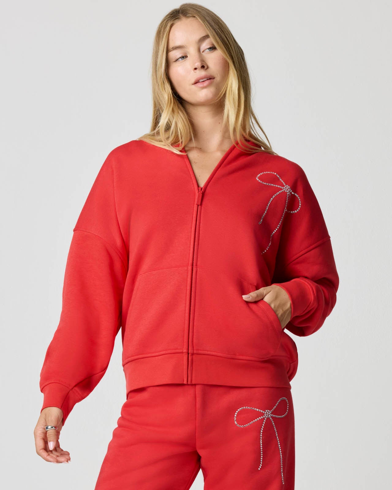 Cozy Crush Bedazzled Oversized Zip Hoodie | FBM
