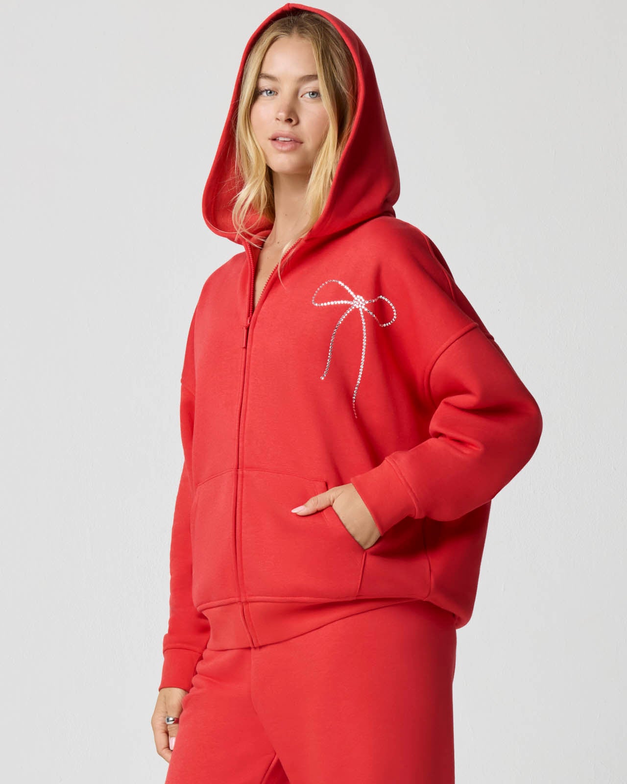 Cozy Crush Bedazzled Oversized Zip Hoodie | FBM