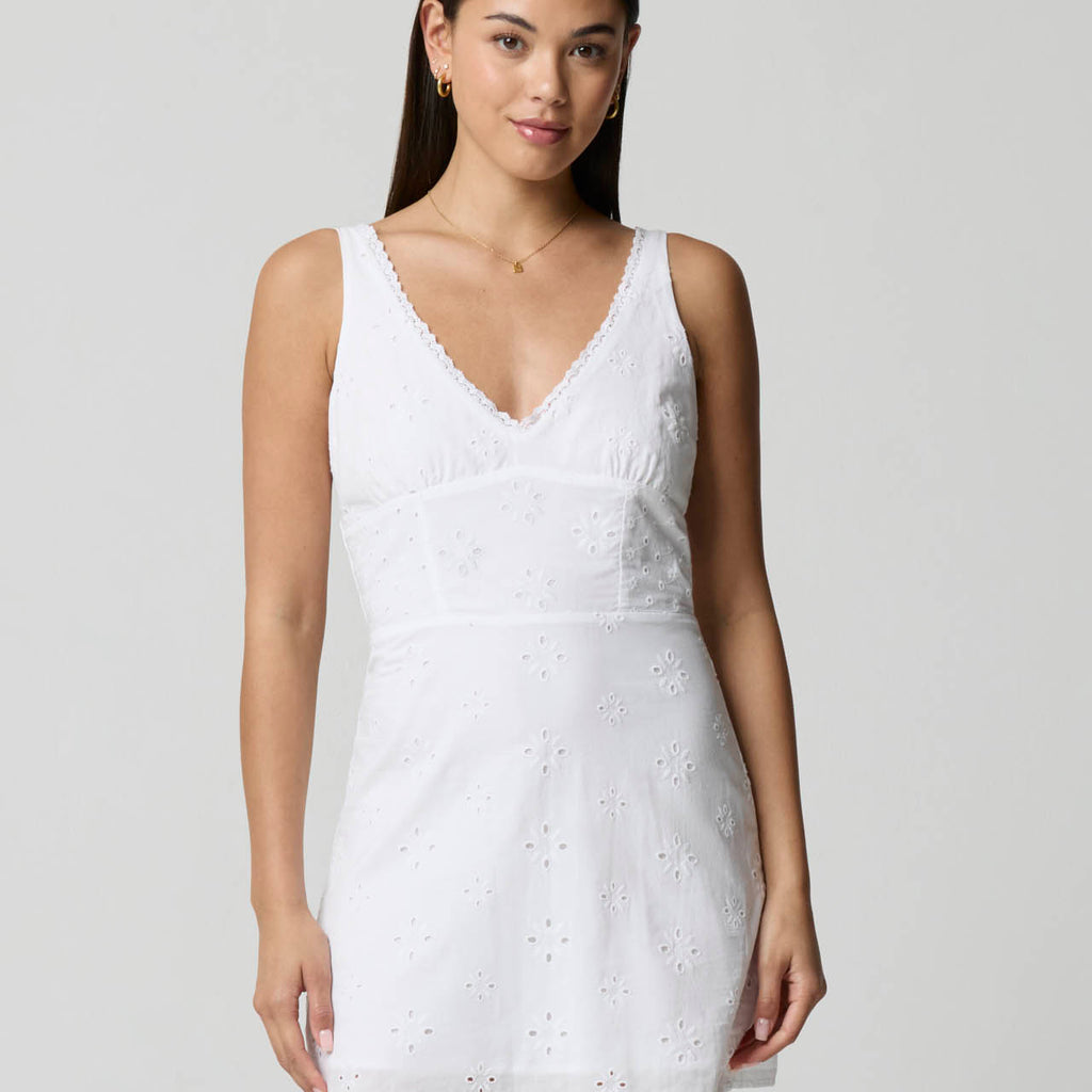 Florence by Mills Women's Eyelet Embroidered Cotton Mini Sundress - White