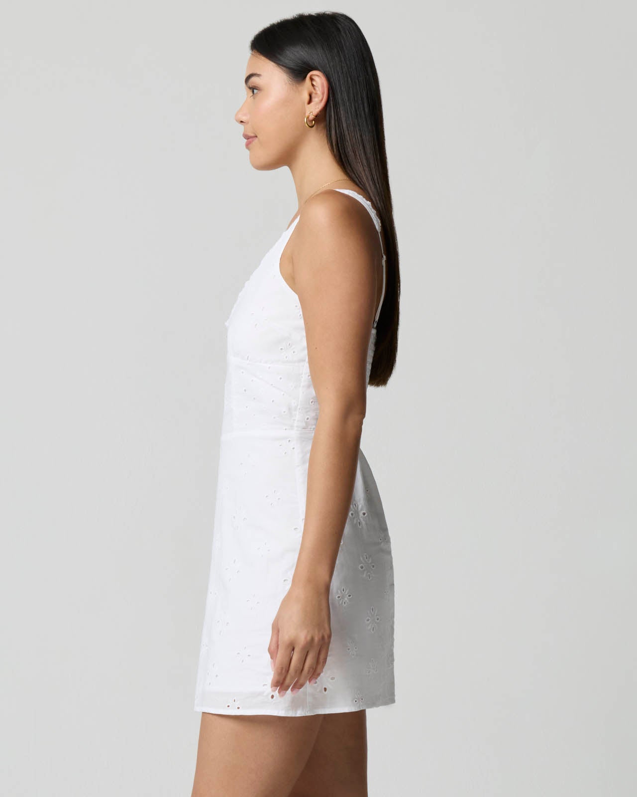 V-Neck Eyelet Mini Dress | FBM