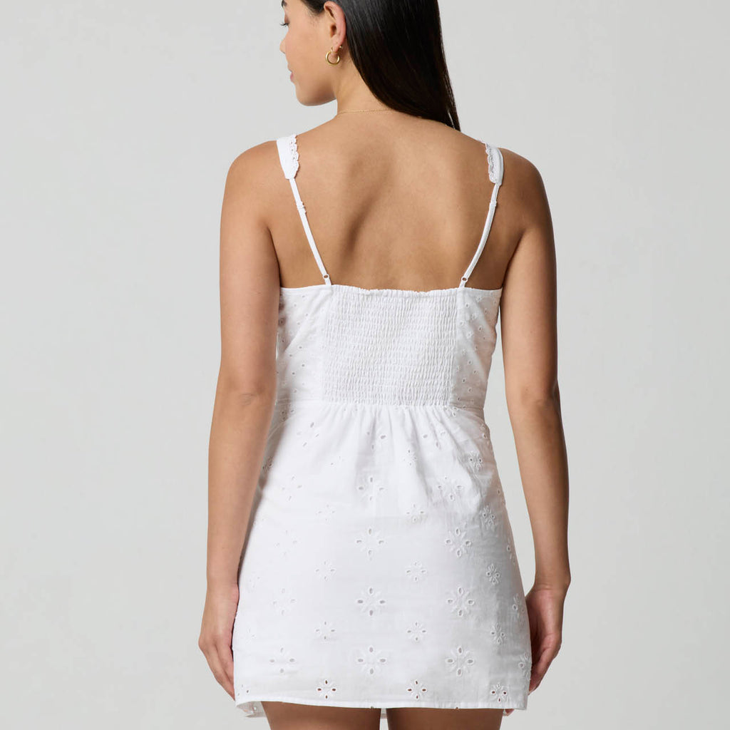 Florence by Mills Women's Eyelet Embroidered Cotton Mini Sundress - White